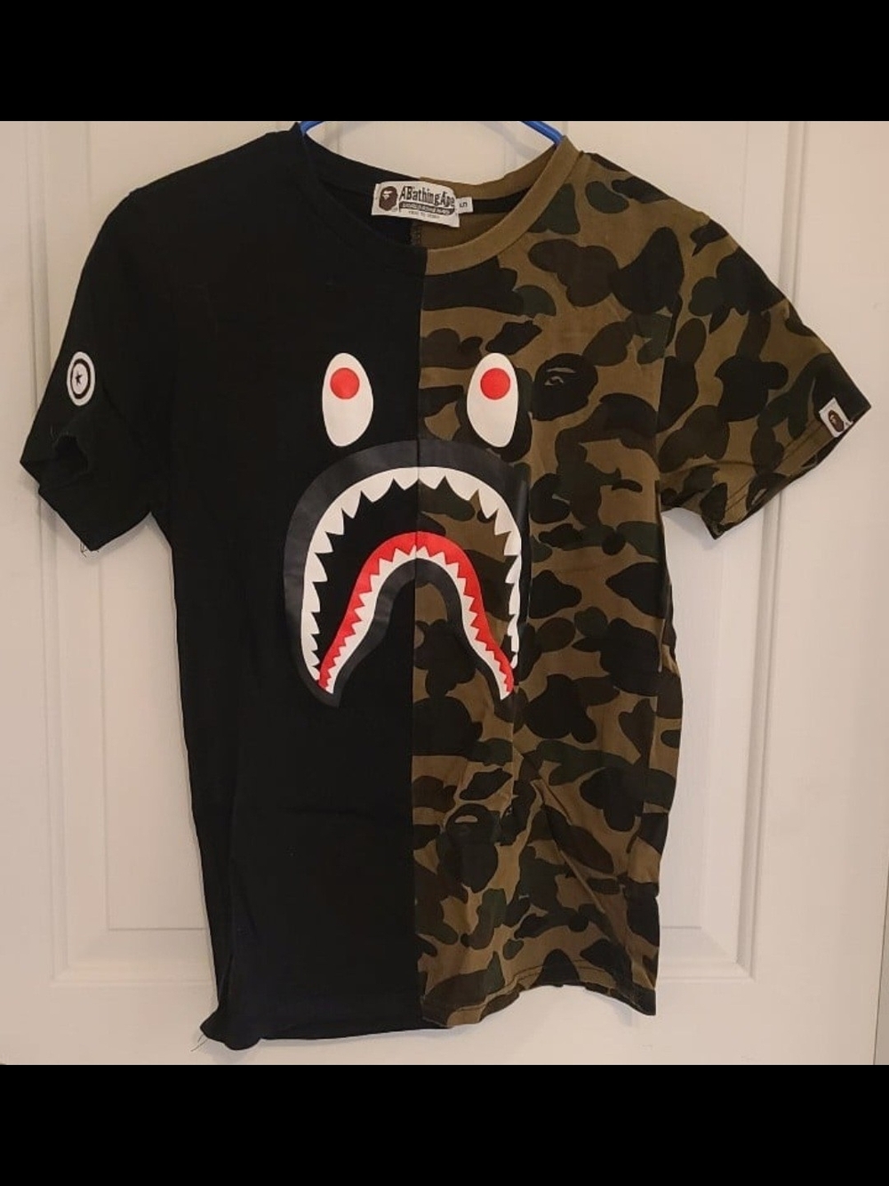 BAPE Black Olive Camo Shark Tee
